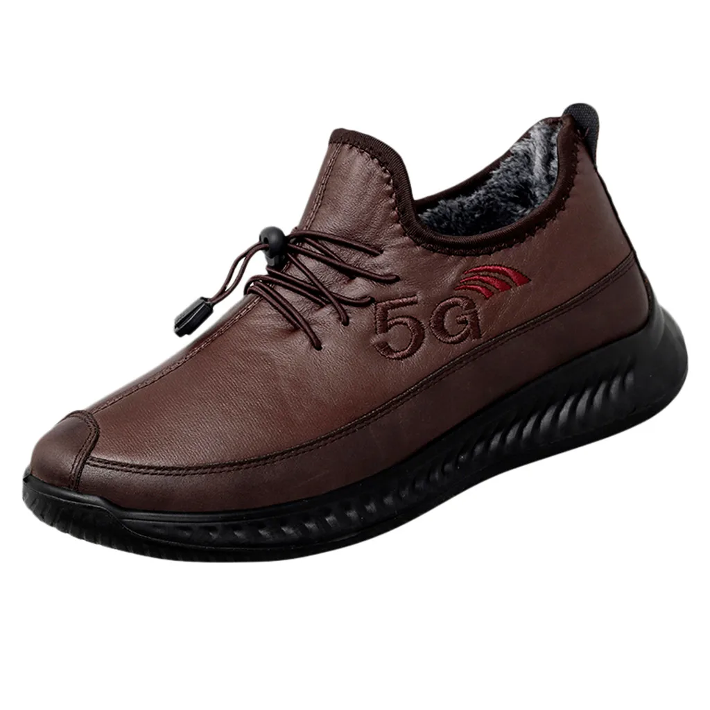 SAGACE Men's Pu Leather Shoes Autumn And Winter Plus Cotton Non-slip Casual Business Chef Shoe Men | Обувь