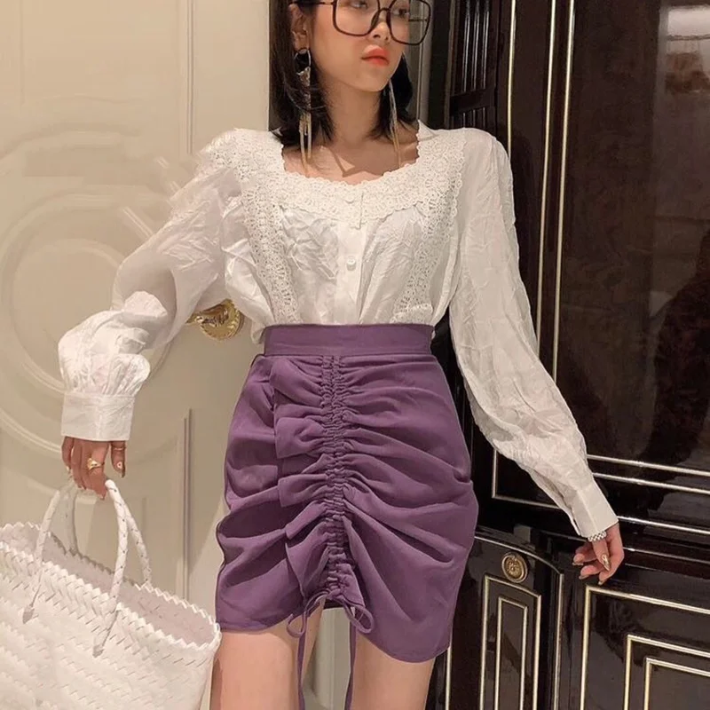 

Summer Bodycon Mini Skirt Women High Waist Pleated Casual Female Girl Sweet Skirt Lady Club Sexy Skirts Dtrawstring Streetwear