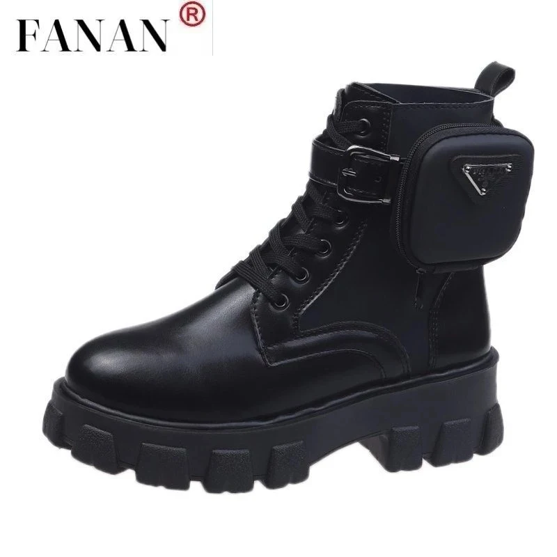 

2021 Autumn Winter New Women's Thick-Soled Leather Martin Boots Casual Women's Boots Women's Fashion Lace-Up High Boots