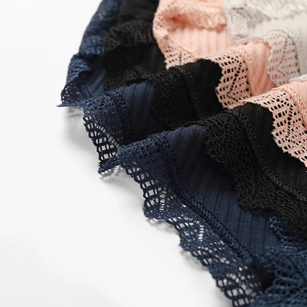 

3PCS Hot Sale Cotton Panties Comfot Seamless High Waist Women's Panties Solid Lace Briefs Underwear Sexy Plus Size Underpants