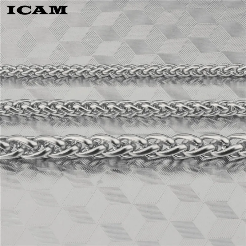 ICAM 3 мм/4 мм/5 мм/6 мм ширина 316L нержавеющая сталь Мужчины Мальчик Spiga ожерелье-косичка цепочка серебристого цвета (20-32 дюйма)