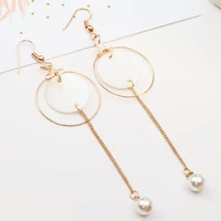 2020 japan korean pearl circle earrings geometric simple for women hoop earings fashion jewelry