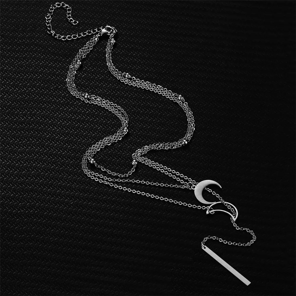 Женское многослойное ожерелье из нержавеющей стали цепочек с кулоном в форме