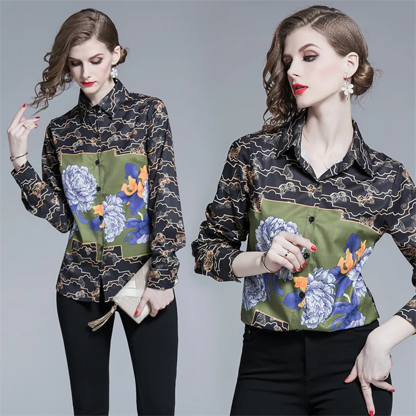 Женская винтажная рубашка с длинным рукавом Осенние Топы Для подиума Blusas Mujer De Moda