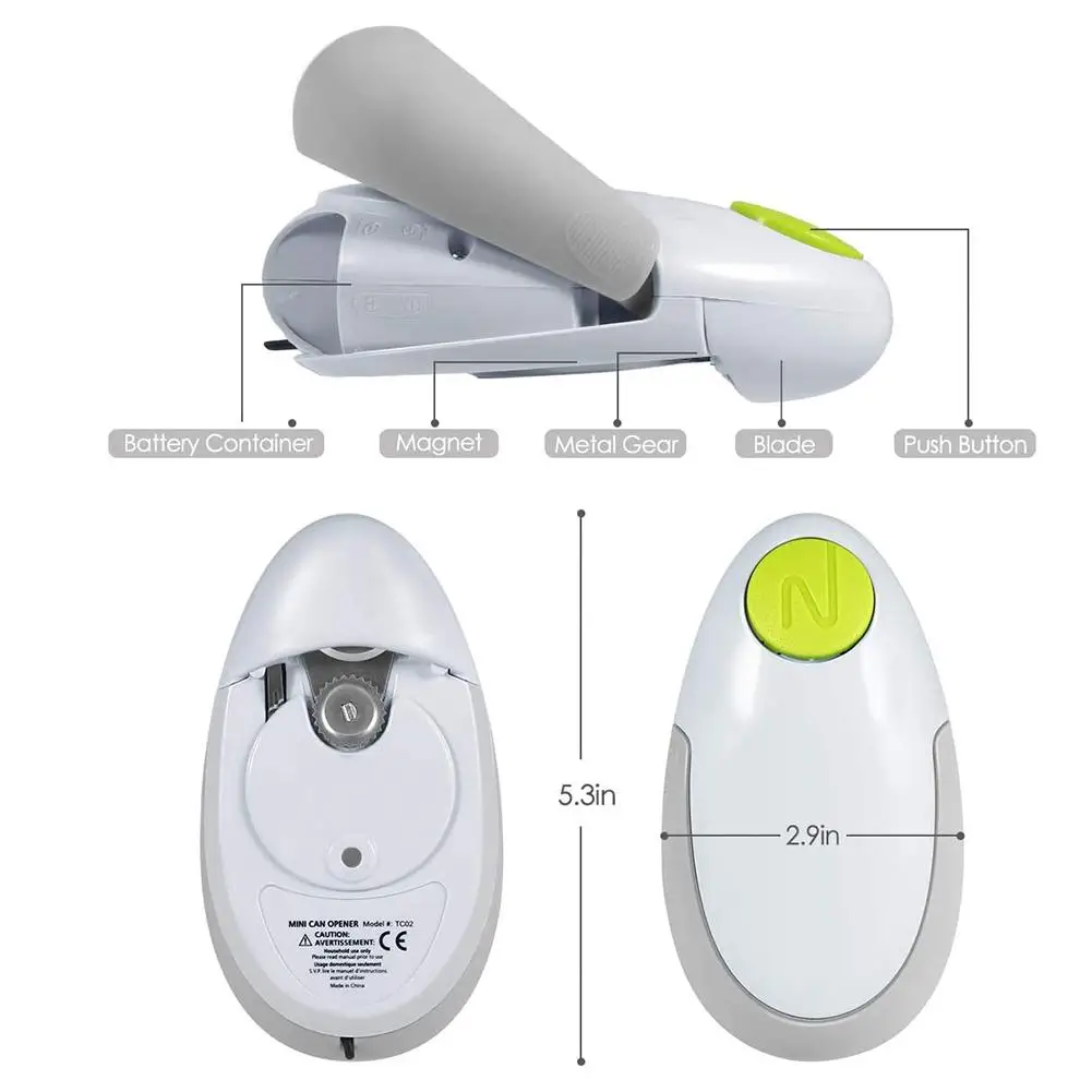 

Automatic Electric Can Opener Practical One Touch Battery Operated Handheld Bottle Opener for Drinks Beer Jar Kitchen Gadgets