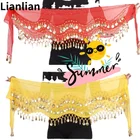 Талия-цепочка для танца живота, шифоновый трехслойный волнистый золотистый пояс, Индийские танцы Band Danza Del viвзгляд для новичков