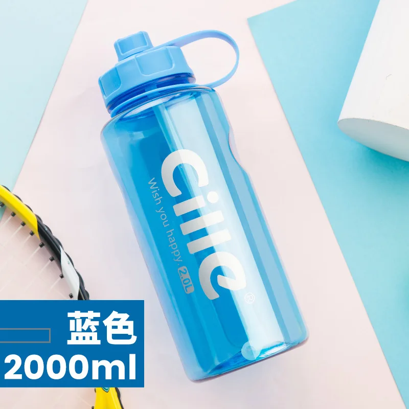 Blue-2000ml Бренд 1000 мл 2000 мл Спортивная бутылка для воды с соломинкой 1Л 2л 3л BPA бесплатно пластиковая бутылка для воды Питьевая Бутылка космические бутылки - Цвет: Blue-2000ml