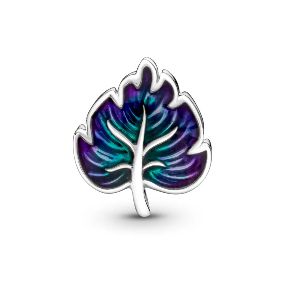 

New 925 charm silver Purple Green Leaf Charm bead fashion jewelry Fit Original Pandora Bracelet for women summer gift
