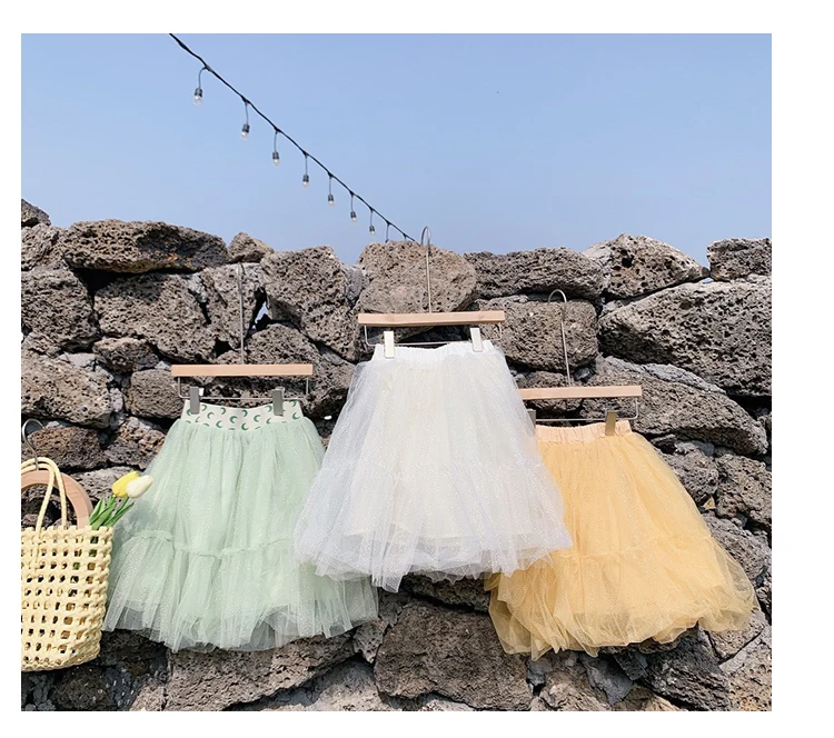 Летние платья детская одежда фатиновая юбка с оборками для девочек многослойное