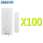 100 шт. Беспроводной магнитный датчик двери и окна EV1527 режим кодирования RF 433 МГц для охранной сигнализации комплекты домашней охранной сигнализации