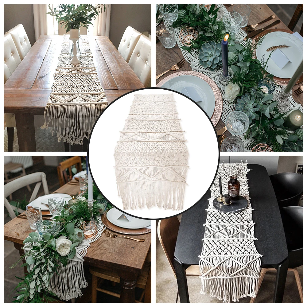 

Macrame Table Runner With Tassels Bohemian Woven Table Runner Wedding Decoration Handmade Macrame Table Runner Home Decor