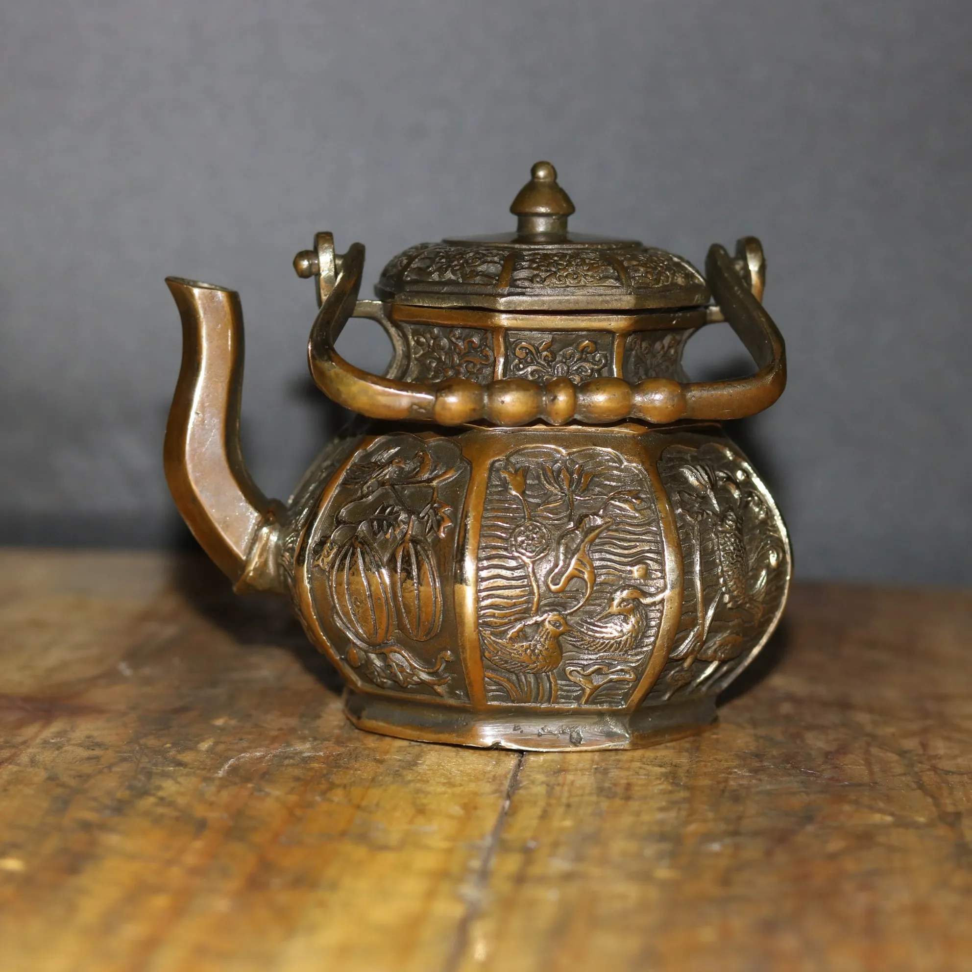 Коллекция старинная Китайская античная бронза Чай горшок художественное