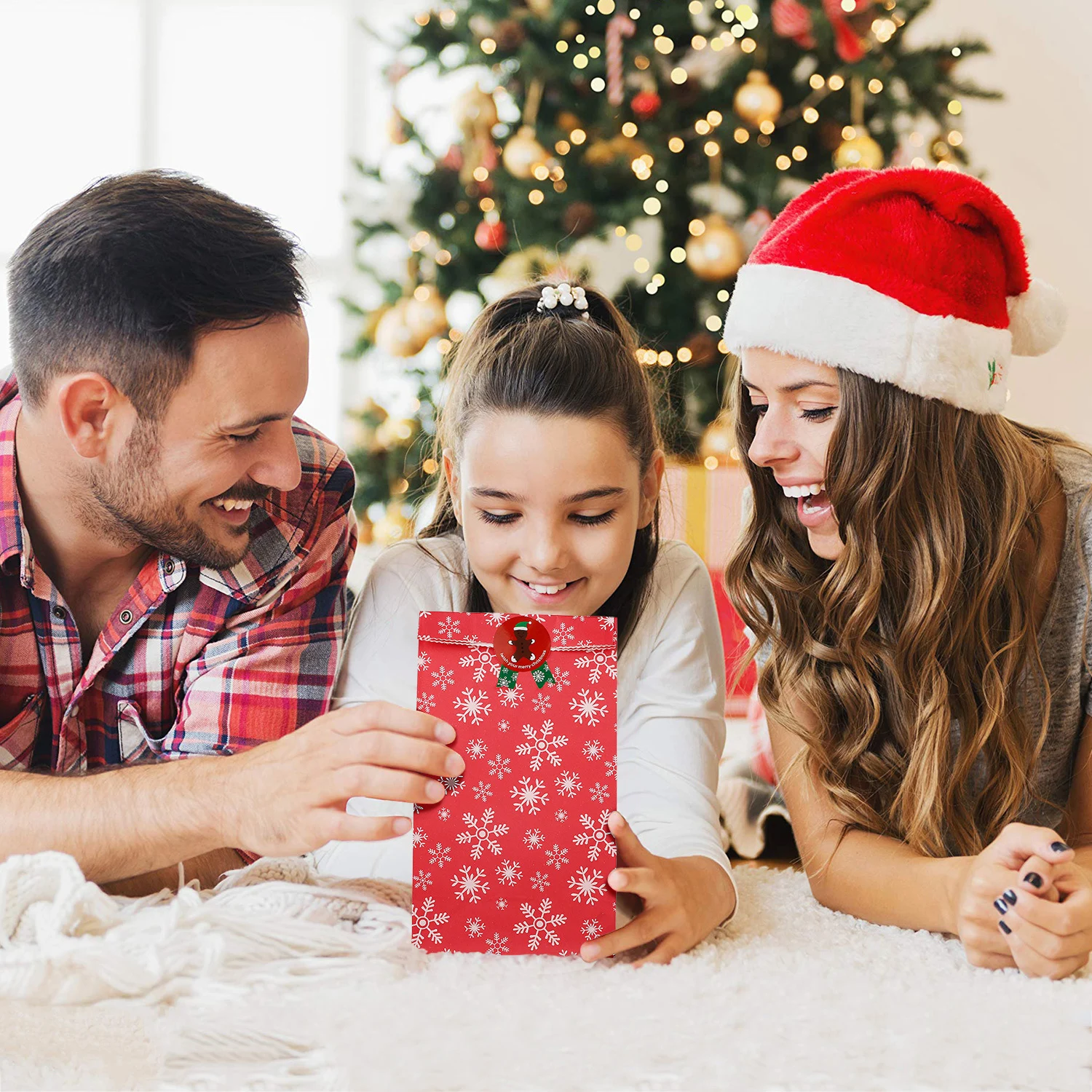 

48Pcs Chiristmas Kraft Paper Bag DIY Baking Snack Food Packaging Pocket Wedding Birthday Gift Bags for Festival Party Supplies