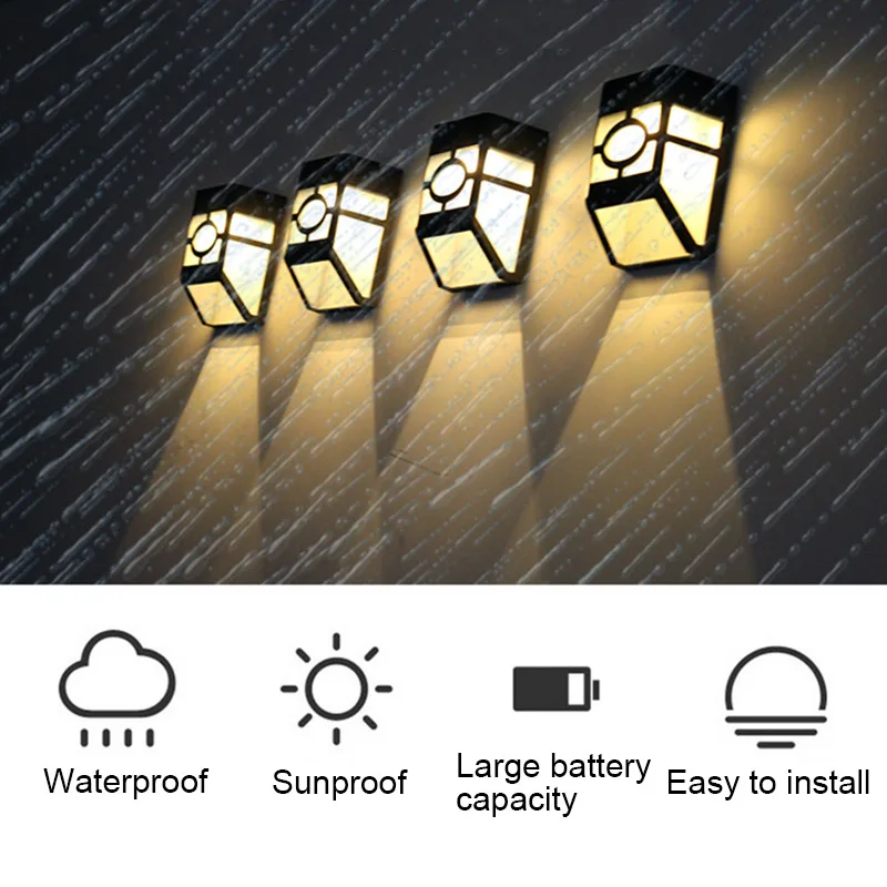 2 светодиодный уличный солнечный светильник настенный водонепроницаемый