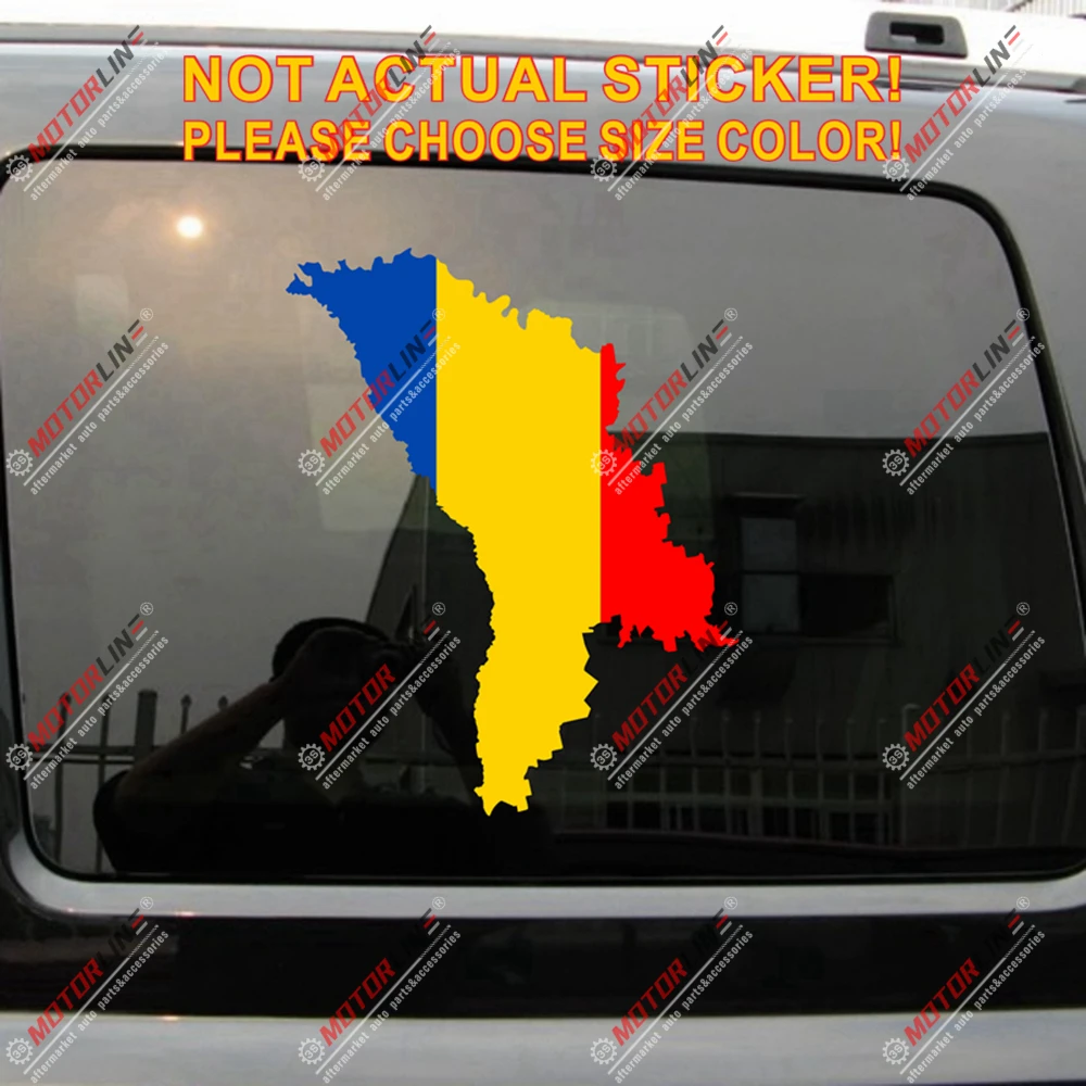 Молдавская карта Наклейка автомобиля винил контур силуэт молдавский триколор |