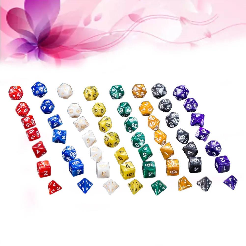 

7pcs Polyhedral Dice Number Game Dice Set Acrylic Dice for Table Game Playing (Rrandom Color)