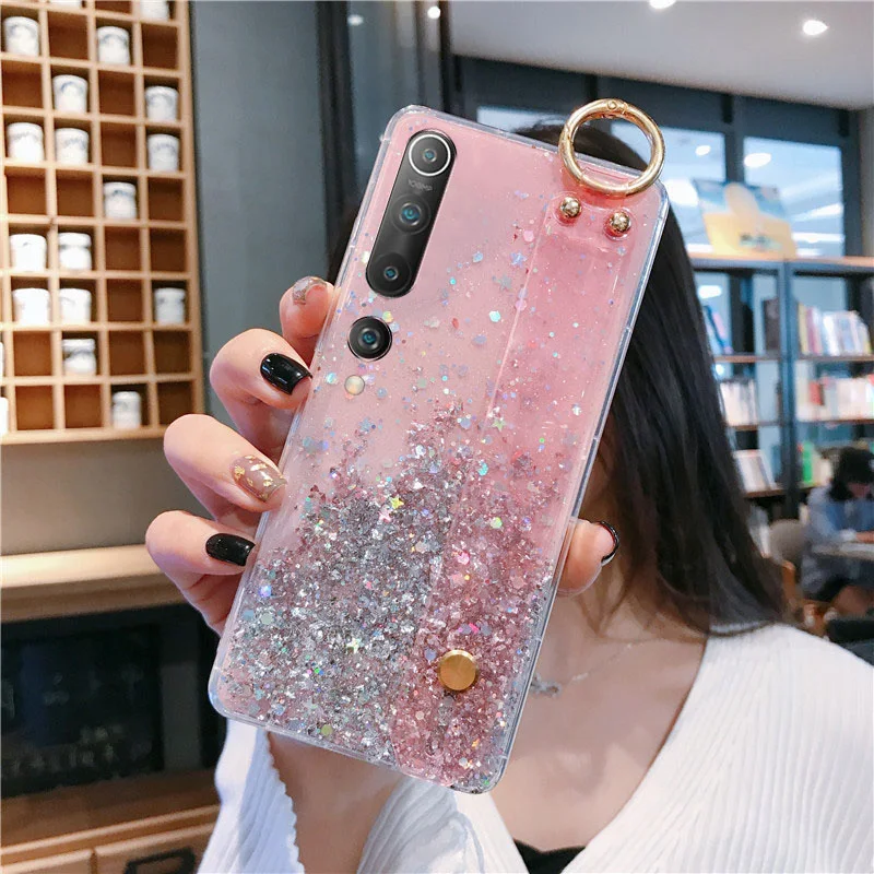 

Sequins Case For Xiaomi Redmi Note 9S 8T 7A K30 K20 Wrist Redmi K30 6 Pro 7 6 5A 4X Note 7 6 5 4 With Wrist Strap Glitter Bumper