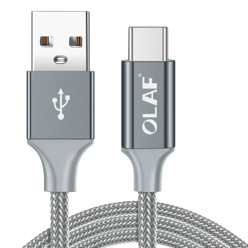 Кабель OLAF 2.4A usb type C 1 м 2 м 3 м для huawei P20 Lite samsung S9 Xiao mi Red mi Note 7 mi 9 Oneplus 6t кабель USB C для быстрой зарядки - Цвет: Gray