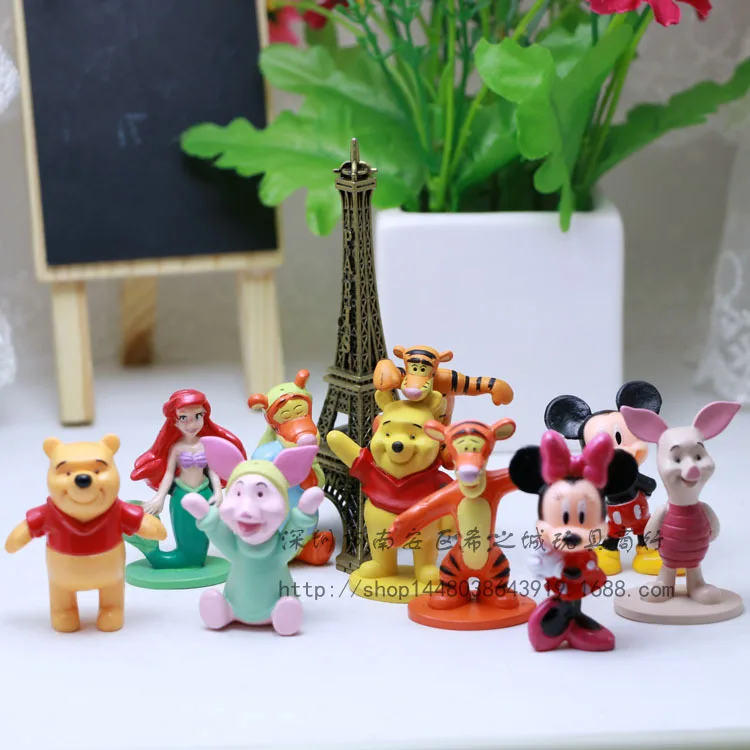 10pcs set Disney фигурка с Винни-пухом для м/ф Винни-Пуха и цифра 3-4 см является допустимой 9 шт./компл. фигурку положения аниме украшения коллекционные куклы для детей подарок - Цвет: 10pcs set