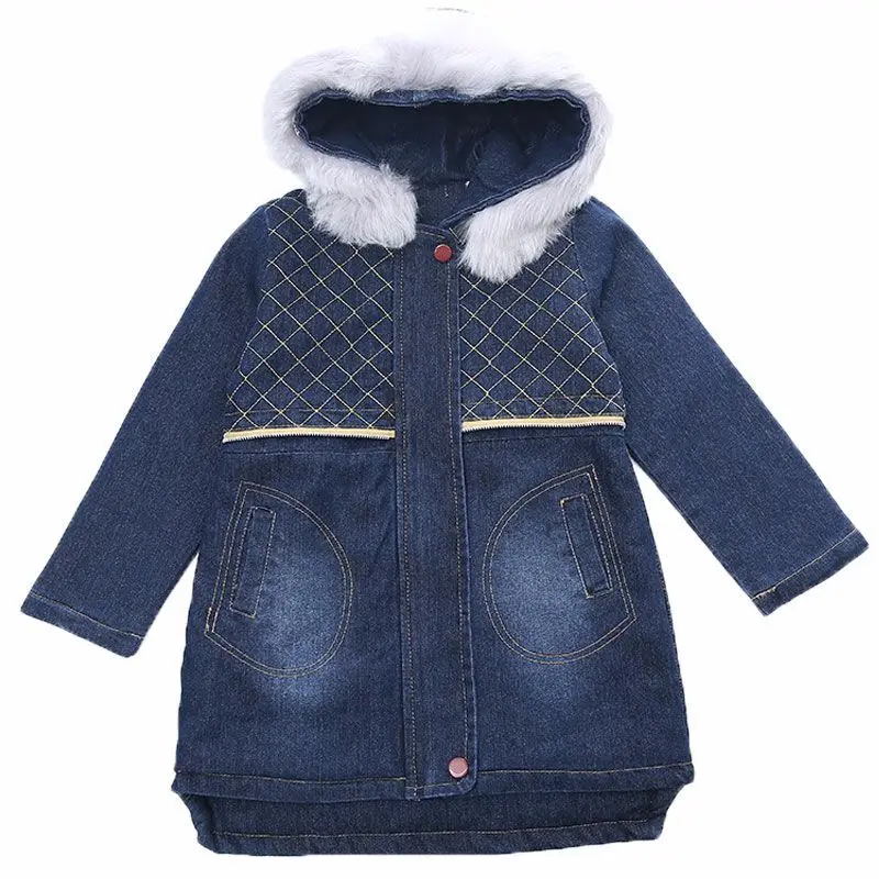 Джинсовая куртка с капюшоном для девочек 4 14 лет длинным рукавом|Пальто и парки| |