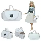 Оптовая продажа, 10 шт., белая кожаная сумка, сумка для макияжа, модная сумка для покупок, платье, аксессуары, Одежда для куклы Барби, Игрушки для маленьких девочек