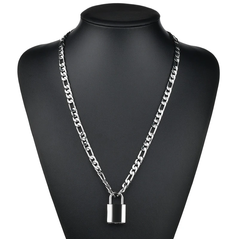 

Fashion Punk Silver Color Chain Necklaces for Women Padlock Pendant Hip Hop Personality Necklaces Jewelry Gothic Neck Decoration