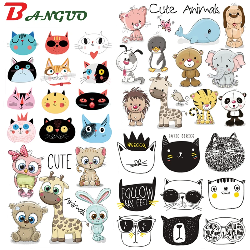 Модные термоклейкие нашивки с милыми животными термотрансферные термонаклейки