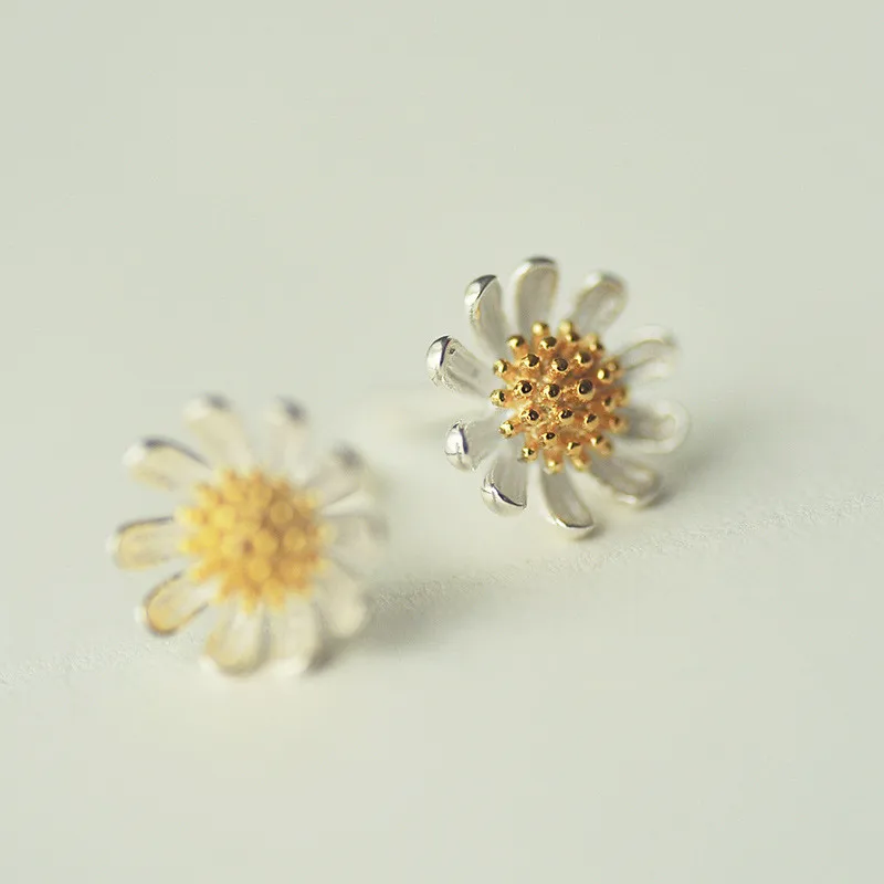 1 пара/лот антиаллергенные серебряные серьги гвоздики с цветком женские