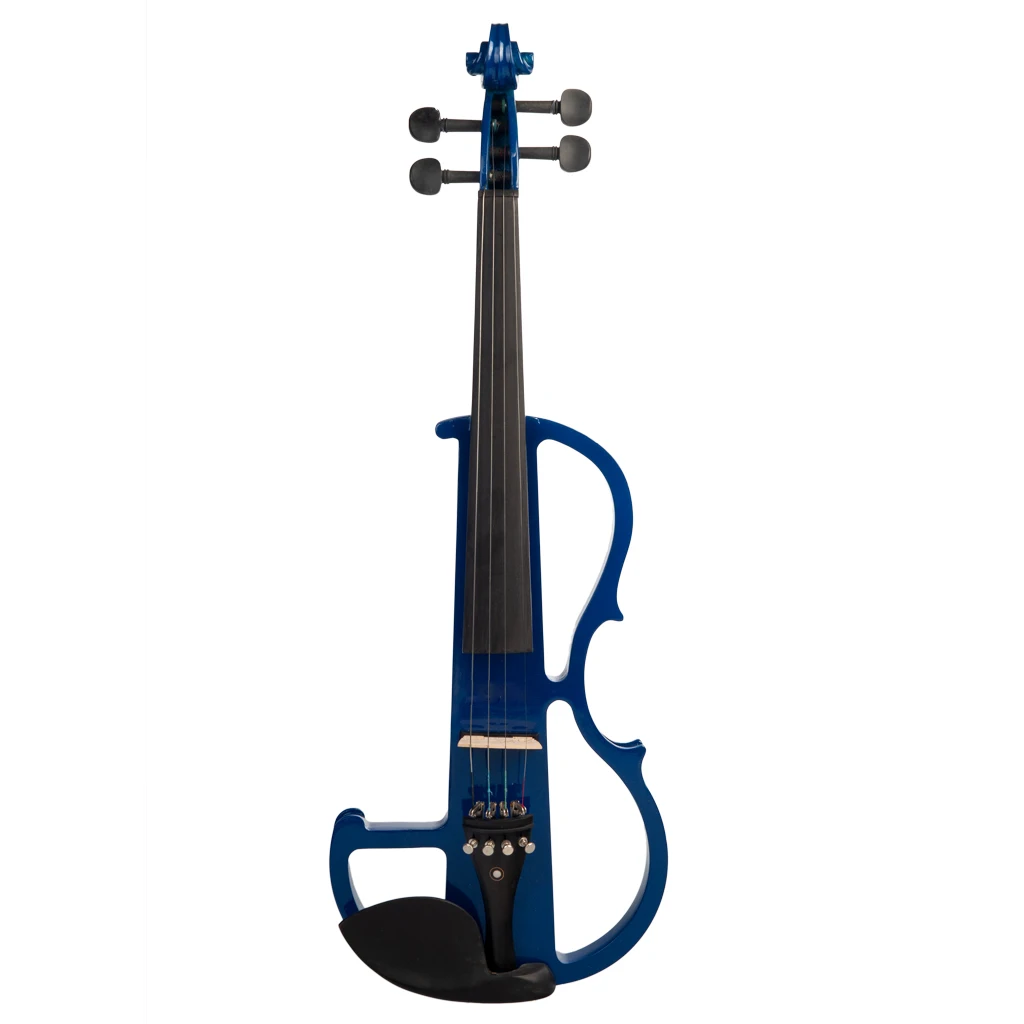 Silent Electric Solid Wood Violin Set Ebony Fittings In Metallic Blue Violin Carrying Case+Rosin+Strings+Bridge+Cleaning Cloth enlarge