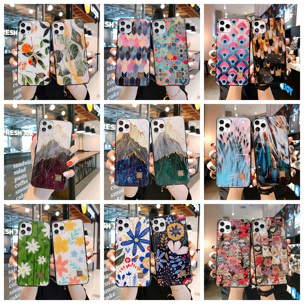 

Chic Marble Gold Foil Phone Cases for iPhone 12 11 Pro Max XR X 8 7 6 Plus Glitter Soft Silicone Cover for iPhone XS Max SE 2020