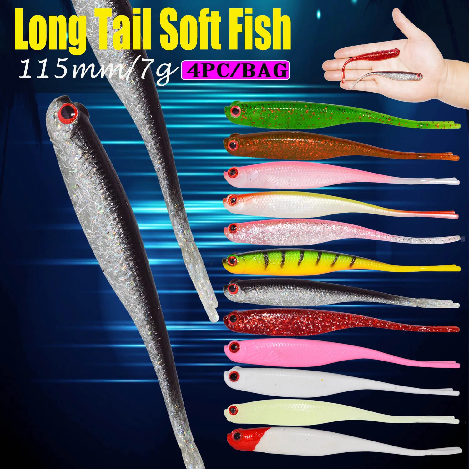 

4pcs/lot Fishing Lure Jig Swimbait Jerk Soft Baits Fishing Lures Shad Soft Lure For Fishing Silicone Bait Swim Tail Wobblers
