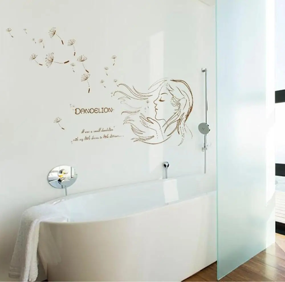 Dreamy Одуванчик Девушка Наклейка на стену Съемная виниловая настенная наклейка