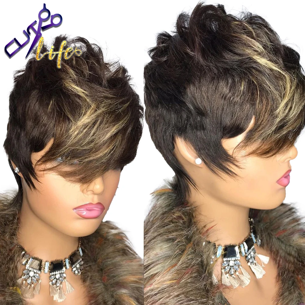 Хайлайтер медово-светлый цвет Омбре короткие волнистые волосы боб фальшивая