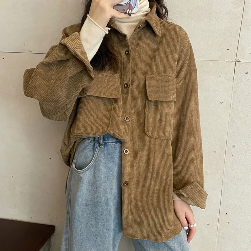 Вельветовая рубашка-пальто Женская весенне-осенняя дизайнерская рубашка 2021