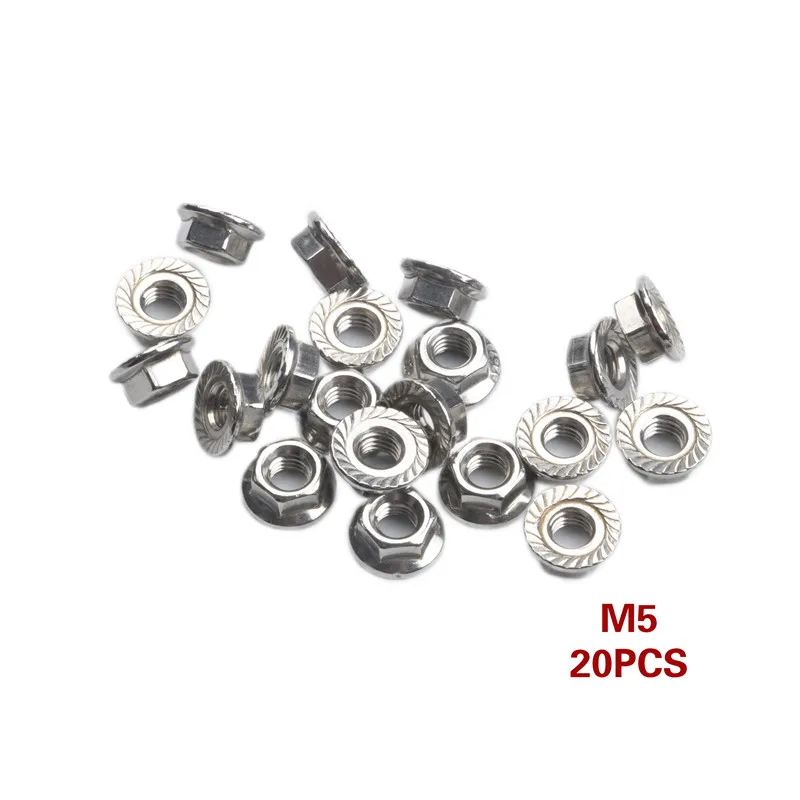 20 шт./компл. 304 шестигранные фланцевые гайки из нержавеющей стали M3 M4 M5 M6 M8