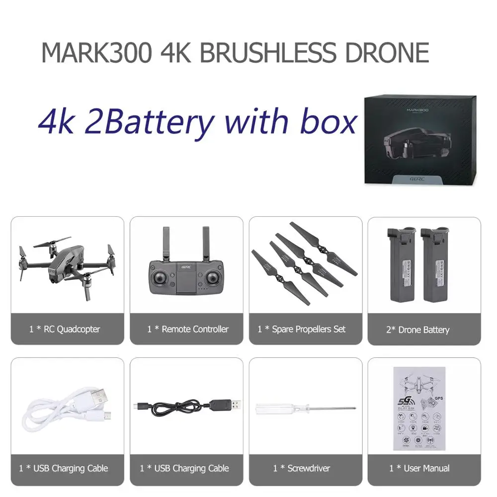 4K 2B with Box Gps Радиоуправляемый Дрон с камерой 4K 5G Wifi оптический поток позиционирования управление жестом 25 мин Flighting бесщеточный Радиоуправляемый квадрокоптер MARK300 - Цвет: 4K 2B with Box