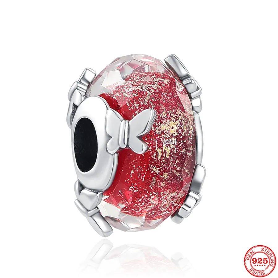 Новые серебряные стеклянные бусины Мурано с звездой, пузырьком, цветком и бабочкой для оригинального браслета Charms Beads для женщин.