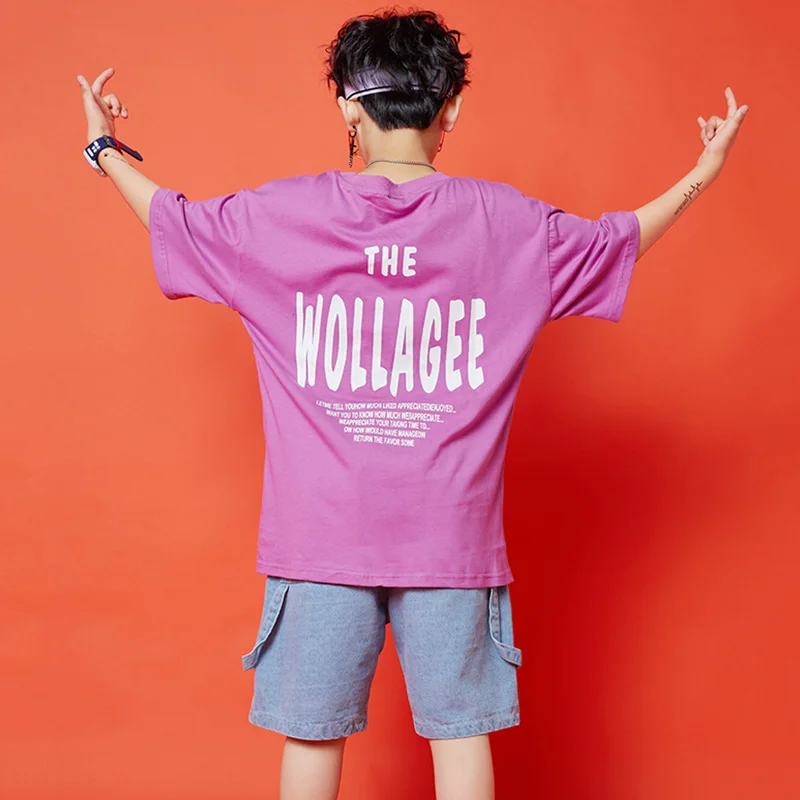 

Children'S Hip Hop Costumes Loose Short-Sleeved T-Shirt Boys Street Dance Suit Summer Kids Stage Show Outfit Modern Wear DN6267