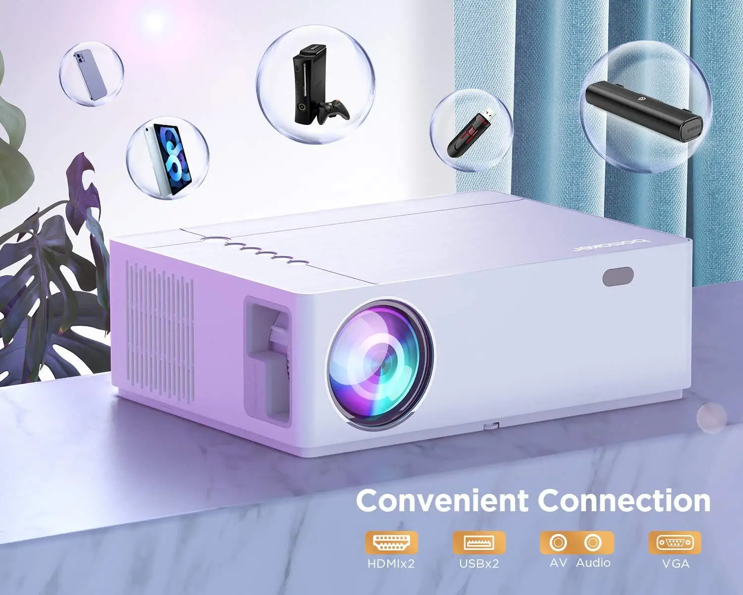 Светодиодный проектор BOMAKER 300 ANSI люмен Wi-Fi Full HD 1080P дюйма большой экран 3D домашний