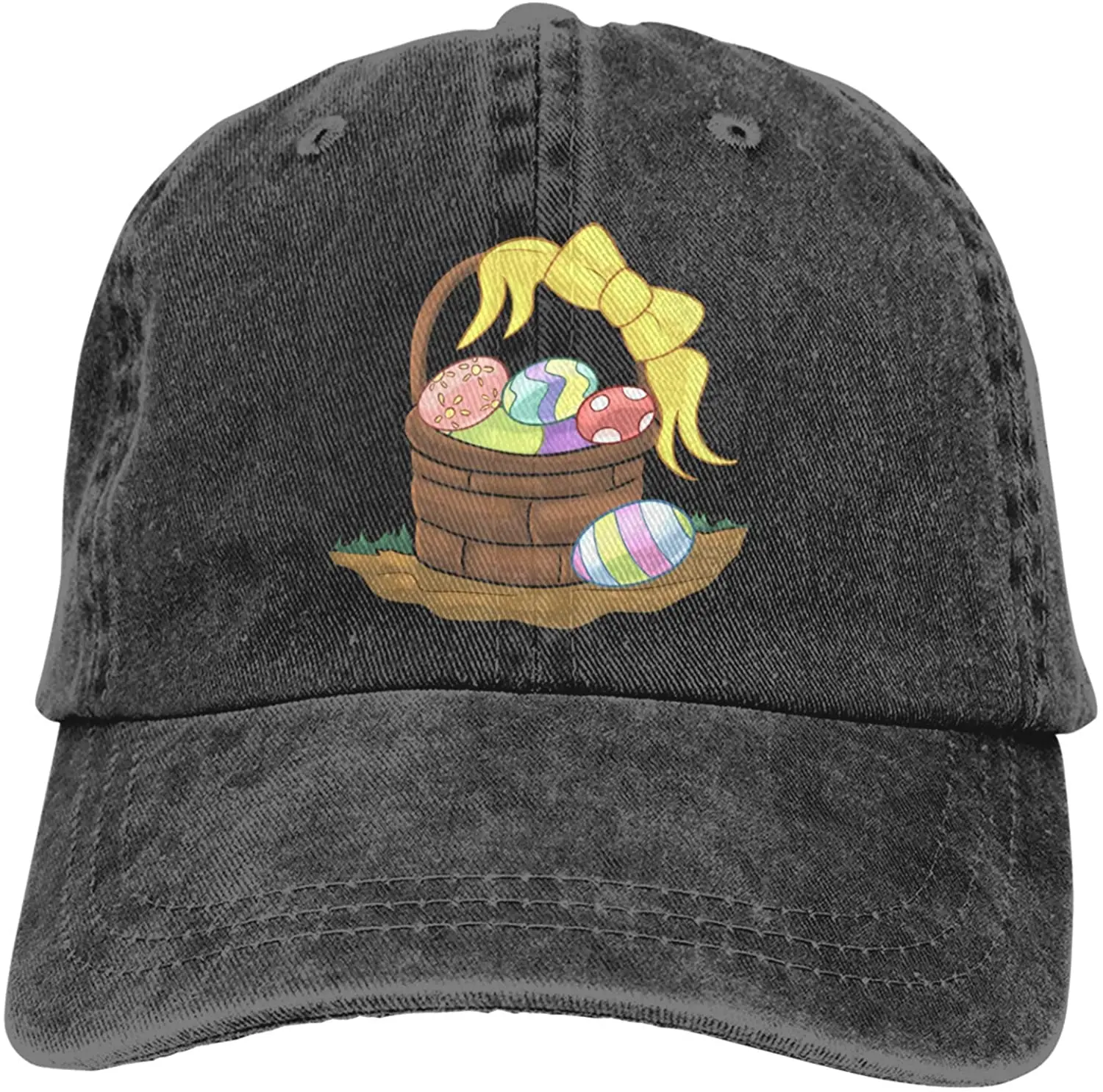 

Easter Basket Unisex Baseball Cowboy Hat Retro Sports Cowboy Hat Adjustable Adult Hat Black