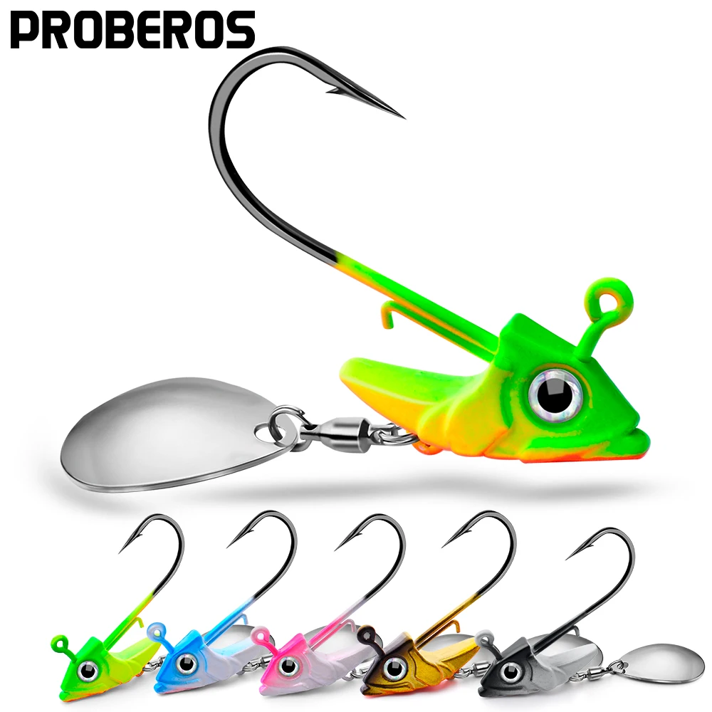 PROBEROS 100PCS Metal Jigs Fishhooks 7.5g-10.5g-15g Fishing Hooks Spoon Spinner Jigging Head Barbed Hooks Fishing Tackle