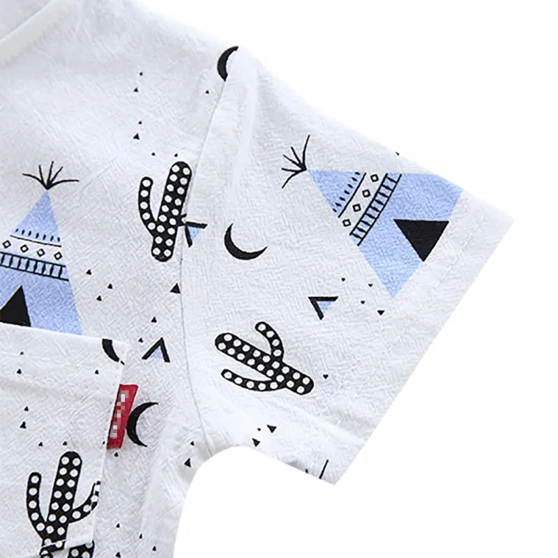 Summer Baby Boys Casual Short Sleeve Floral Print shirt Tops+Denim Shorts Set |