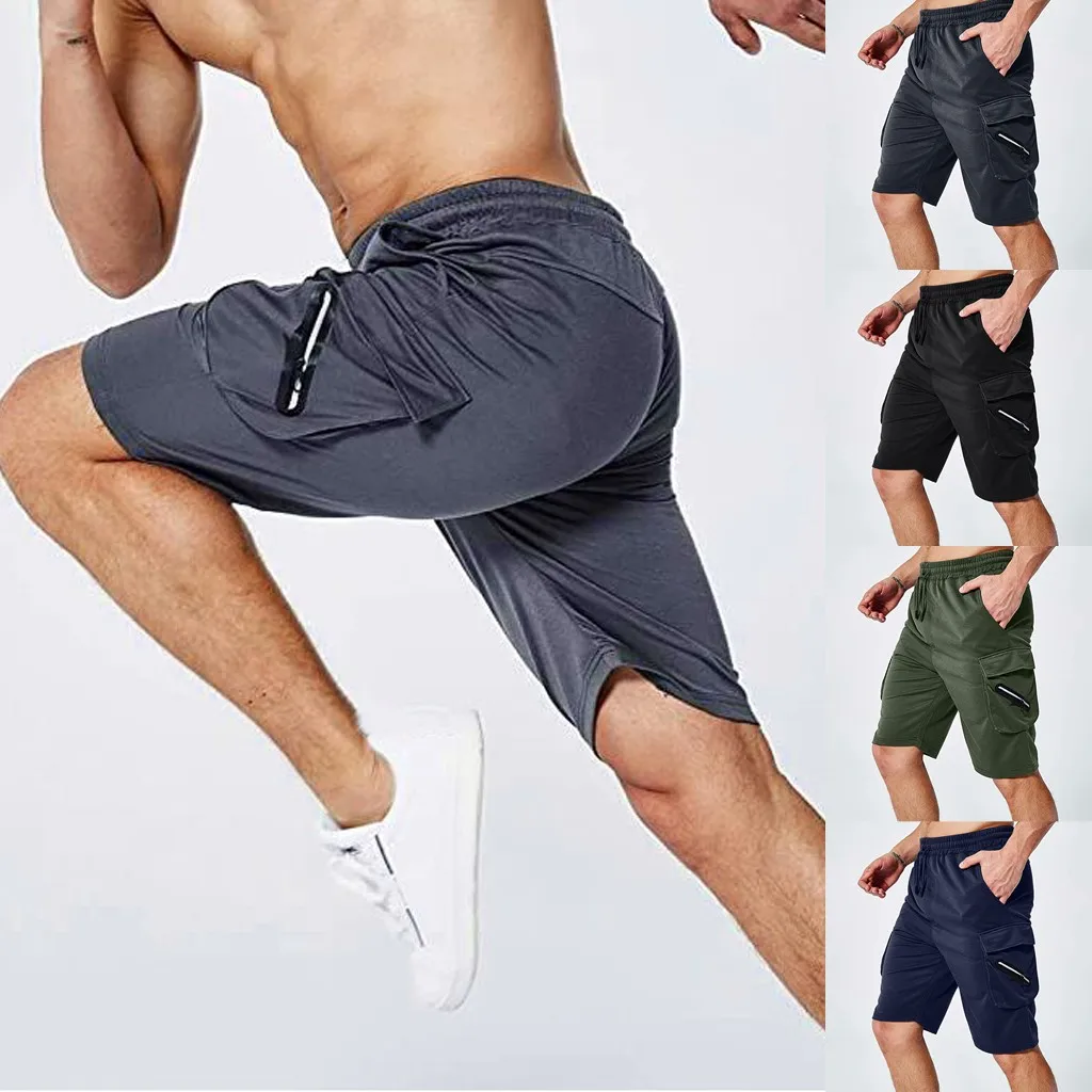 

Мужские шорты до колена с карманами и эластичным поясом