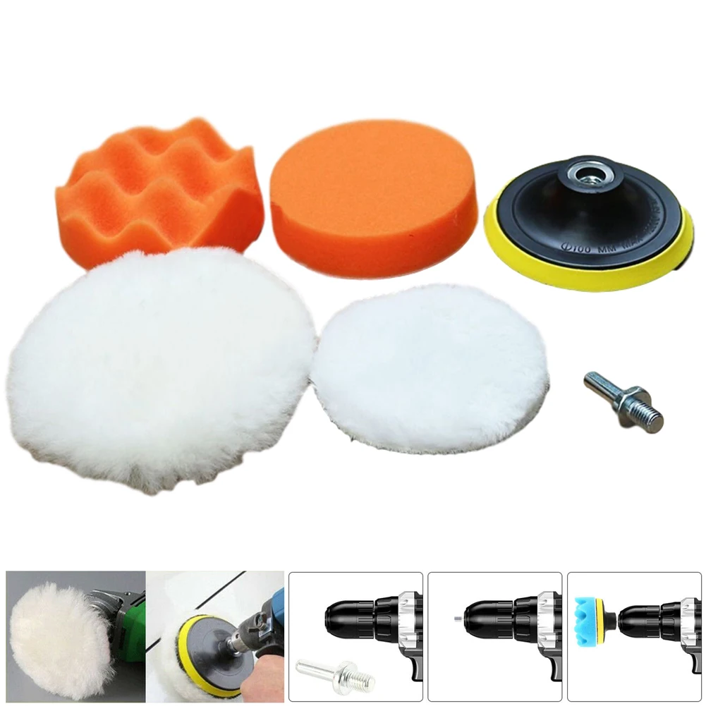 

5Pcs Buffing Pad Set Thread Auto Car Polishing Pad Kit For Car Polisher + Polishing Wheel Power Tools Accessories Polishing Kit
