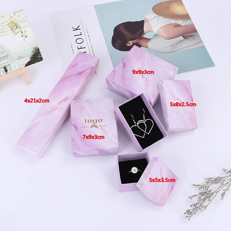 

6pcs Pink Vintage Jewelry Paper Earrings Rings Boxes For Necklaces Bracelets Shop Packaging Wedding Jewelry Display New