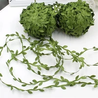 10yards silk leaf shaped handmake artificial green leaves for wedding decoration diy wreath gift scrapbooking craft fake flower