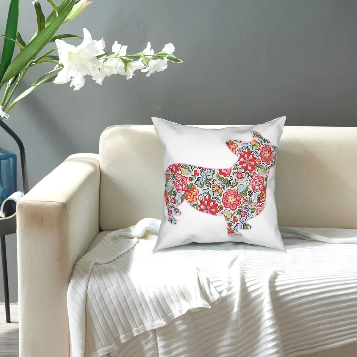

Corgi Preppy Print Throw Pillow Cover Polyester Cushions for Sofa Awesome Pillowcover Home Decor