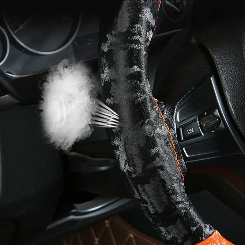 Чехол рулевого колеса автомобиля из микрофибры с бархатным цветным сочетанием