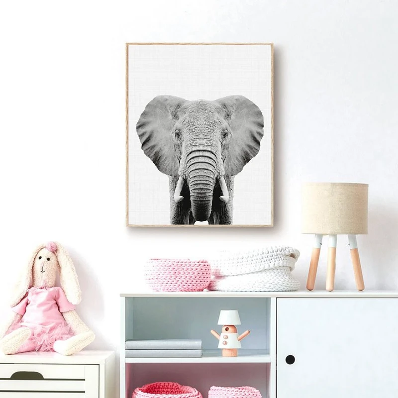 

Elephant Print Nursery Safari Animal Wall Art Canvas Painting Nordic Poster Wall Picture Baby Room Art Wall Decor