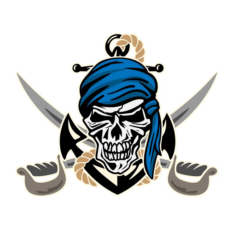 

13cm X 10.4cm For Pirate Bandana Jolly Roger Skull Car Windows Decal Auto Car Assessoires Stickers Sunscreen Decor